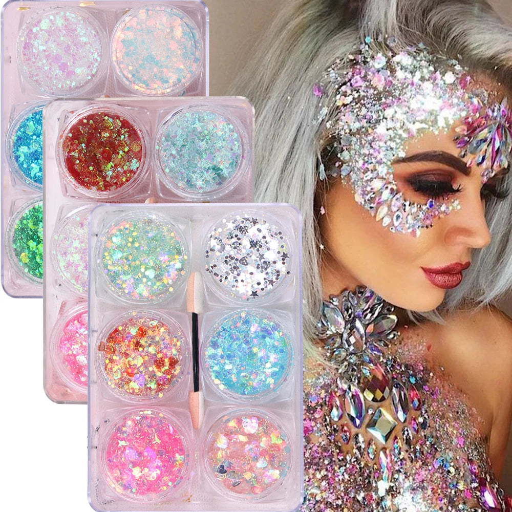 6 jars/set Eyeshadow Glitter Gel