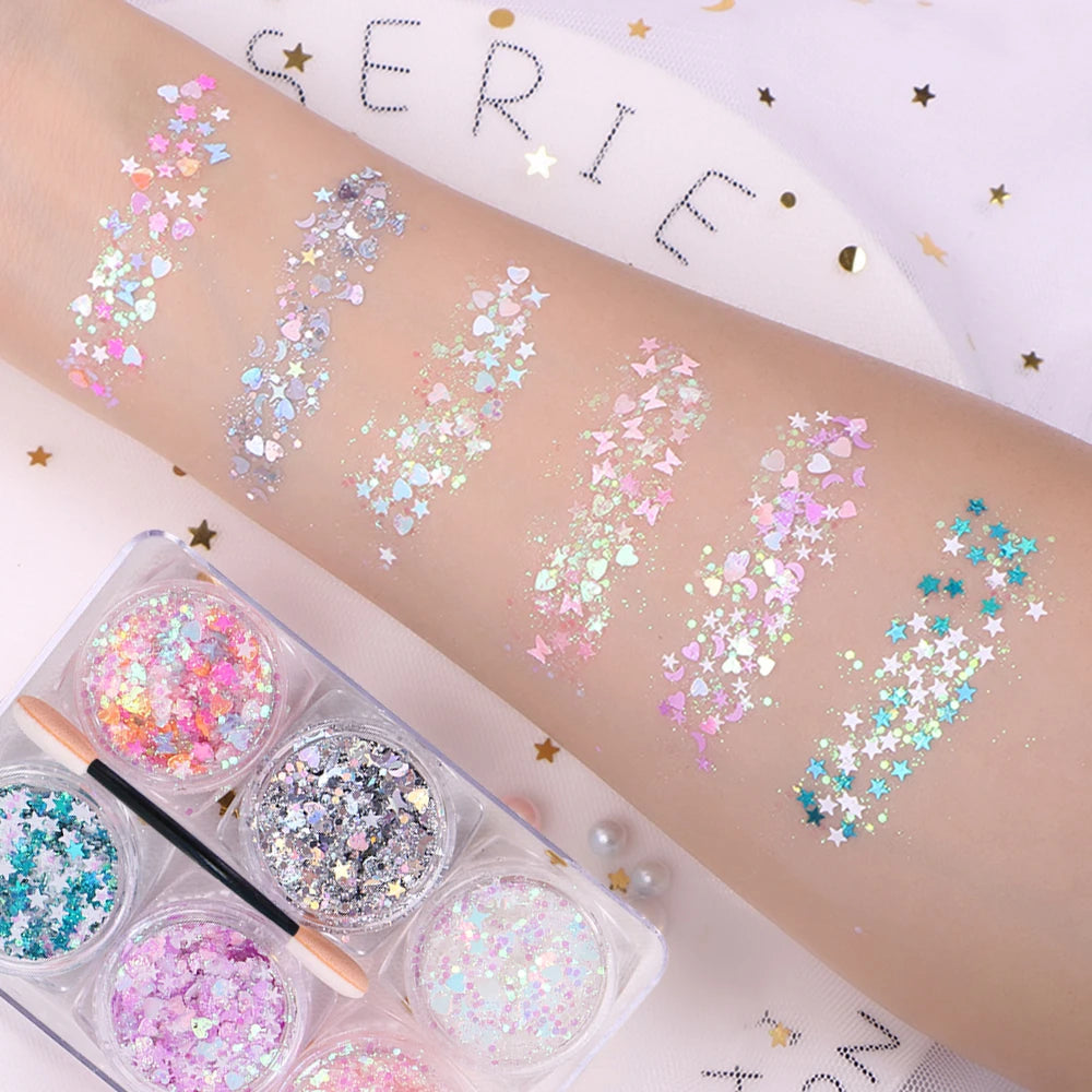 6 jars/set Eyeshadow Glitter Gel