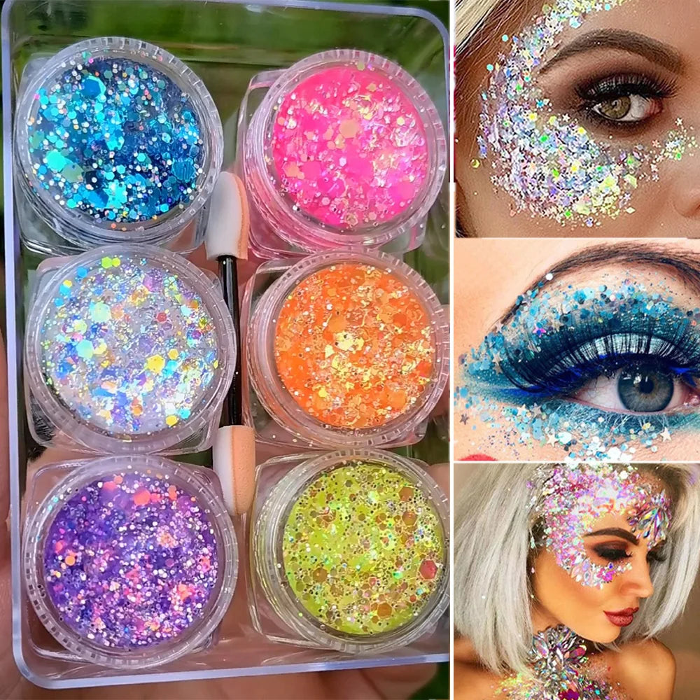 6 jars/set Eyeshadow Glitter Gel