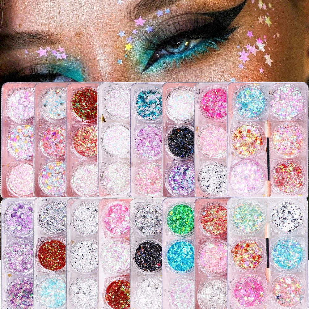 6 jars/set Eyeshadow Glitter Gel